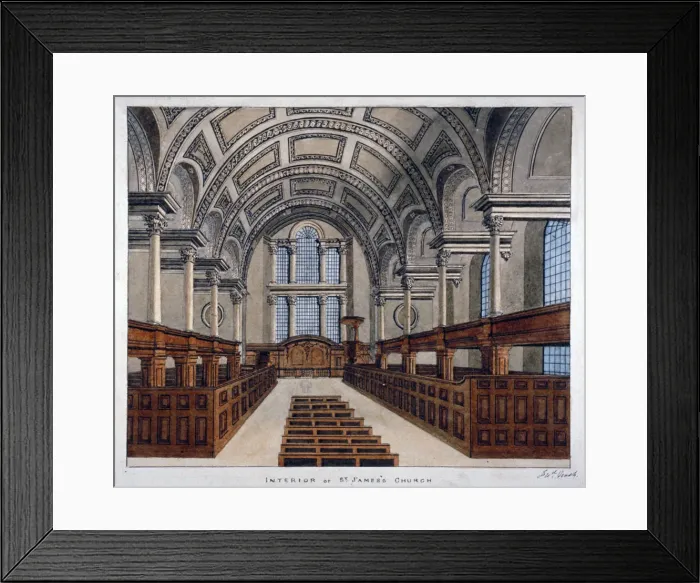Framed Print : Interior view looking east, St Jamess Church, Piccadilly, London, 1806 Framed Print : Interior view looking east, St Jamess Church, Piccadilly, London, 1806