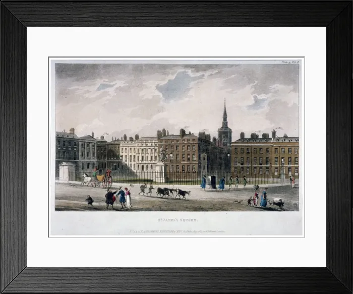 Framed Print : View of St Jamess Square from the south-east corner, London, 1812 Framed Print : View of St Jamess Square from the south-east corner, London, 1812