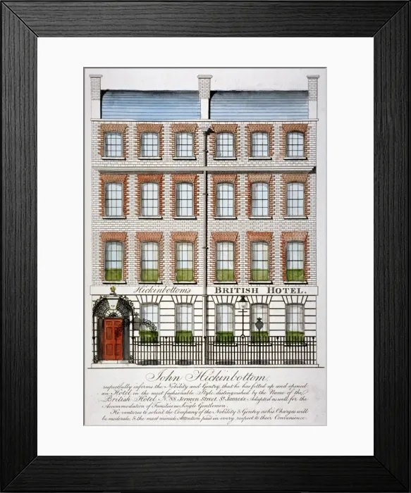 Framed Print : View of the British Hotel, Jermyn Street, London, c1820 Framed Print : View of the British Hotel, Jermyn Street, London, c1820