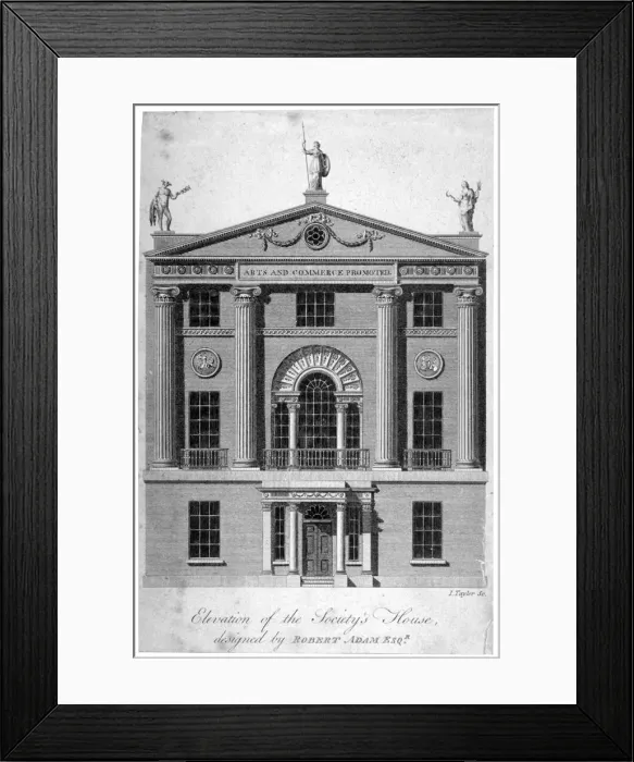 Framed Print : Front elevation of the Society of Arts building in John Adam Street, Westminster, London, c1770 Framed Print : Front elevation of the Society of Arts building in John Adam Street, Westminster, London, c1770