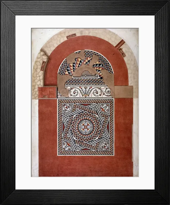 Framed Print : Roman mosaic pavement dating from 300 AD, found in Bucklersbury, City of London, 1869 Framed Print : Roman mosaic pavement dating from 300 AD, found in Bucklersbury, City of London, 1869