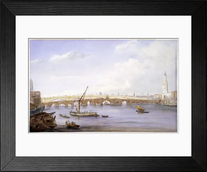 Framed Print : Old and new London Bridges, London, 1831. Artist Framed Print : Old and new London Bridges, London, 1831. Artist