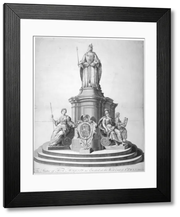 Framed Print : Statue of Queen Anne erected as a celebration of the completion of St Pauls Cathedral, 1713 Framed Print : Statue of Queen Anne erected as a celebration of the completion of St Pauls Cathedral, 1713