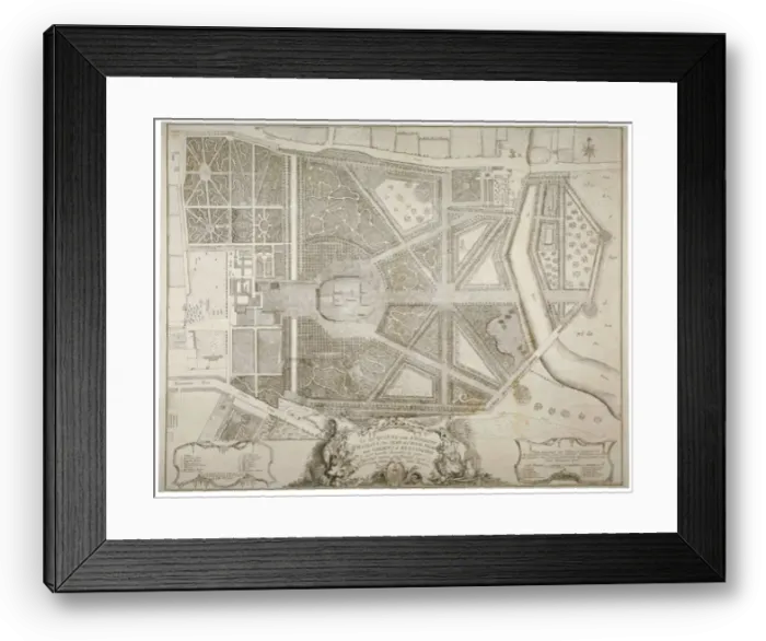 Framed Print : Plan of Kensington Palace and gardens, London, 1736 Framed Print : Plan of Kensington Palace and gardens, London, 1736