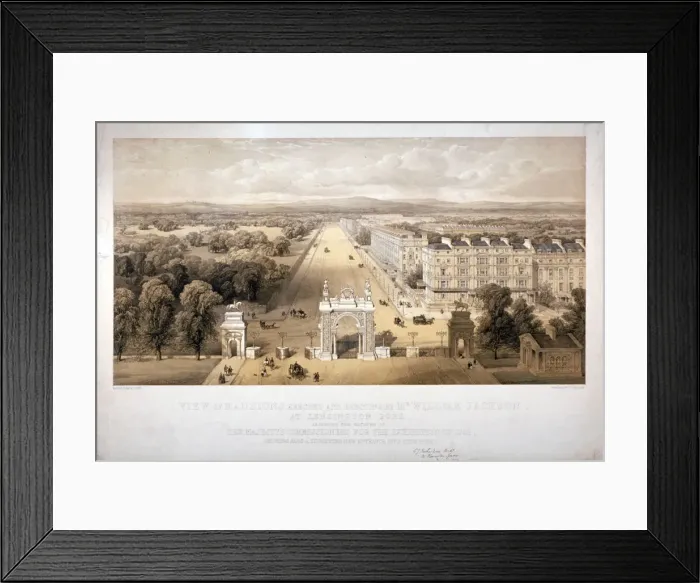 Framed Print : View of Queens Gate, Hyde Park, Kensington, London, 1857. Artist: Day & Son Framed Print : View of Queens Gate, Hyde Park, Kensington, London, 1857. Artist: Day & Son