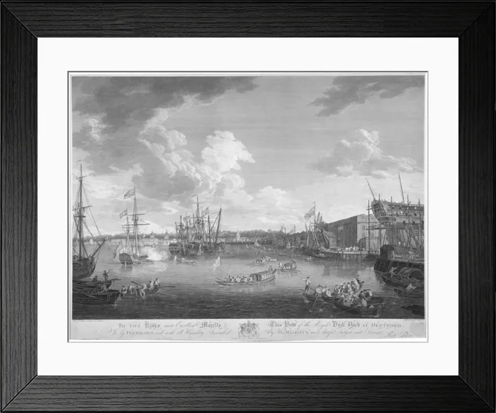 Framed Print : View of the Royal Dockyard, Deptford, London, 1793 Framed Print : View of the Royal Dockyard, Deptford, London, 1793