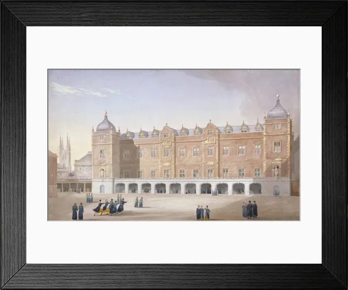 Framed Print : Christs Hospital School, Newgate Street, City of London, 1831. Artist: John Shaw