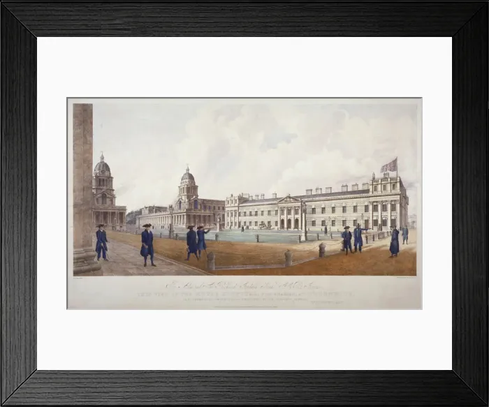 Framed Print : View of Greenwich Hospital with residents in the foreground, London, 1830 Framed Print : View of Greenwich Hospital with residents in the foreground, London, 1830