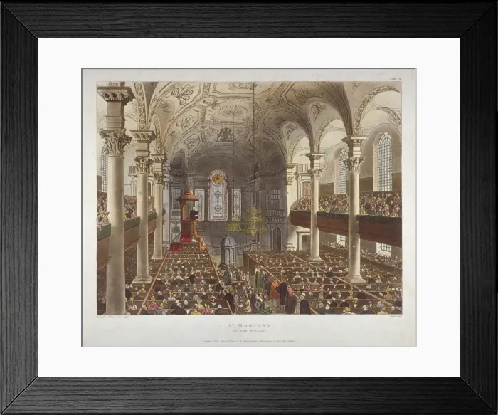 Framed Print : Interior of the Church of St Martin-in-the-Fields, Westminster, London, 1809. Artist