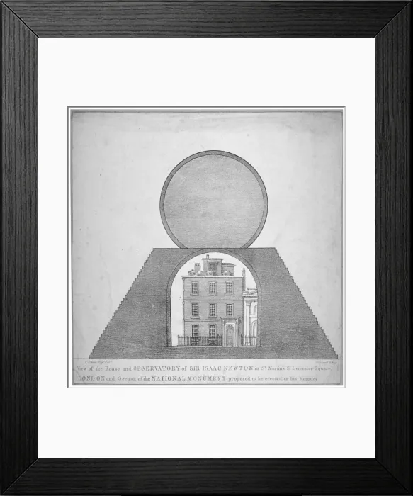 Framed Print : Sir Isaac Newtons house and observatory, 35 St Martins Street, Westminster, London, 1826 Framed Print : Sir Isaac Newtons house and observatory, 35 St Martins Street, Westminster, London, 1826