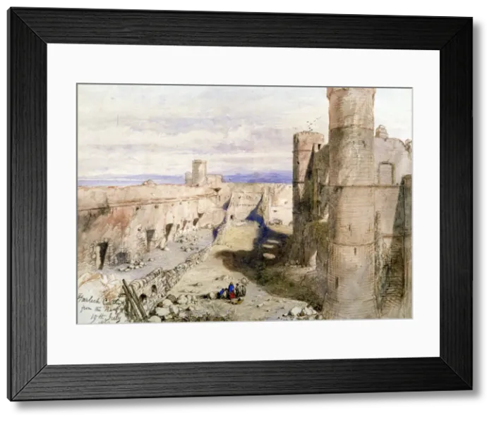 Framed Print : Harlech Castle from the ramparts, 1850. Artist: Sir John Gilbert Framed Print : Harlech Castle from the ramparts, 1850. Artist: Sir John Gilbert