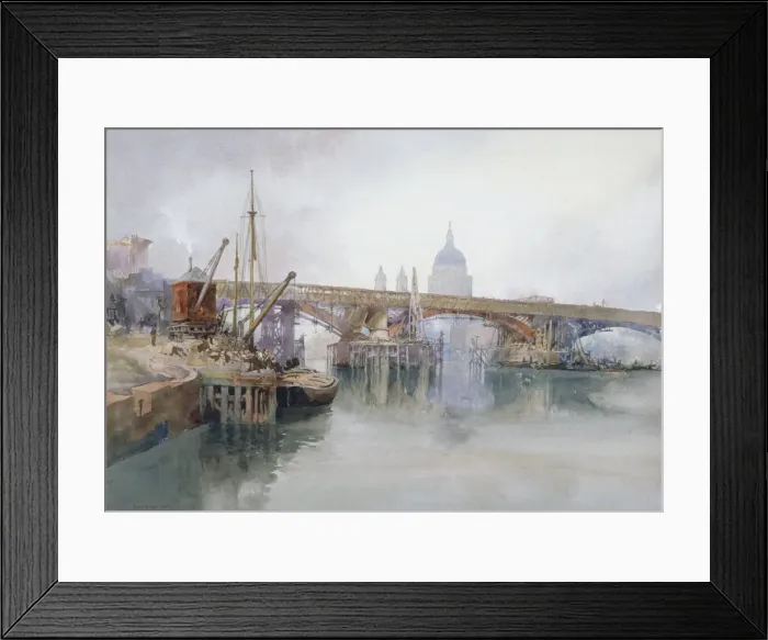 Framed Print : Southwark Bridge in Course of Demolition, 1915. Artist: Richard Henry Wright Framed Print : Southwark Bridge in Course of Demolition, 1915. Artist: Richard Henry Wright