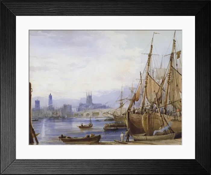 Framed Print : Old London Bridge and Southwark, c1830. Artist: George B Campion Framed Print : Old London Bridge and Southwark, c1830. Artist: George B Campion