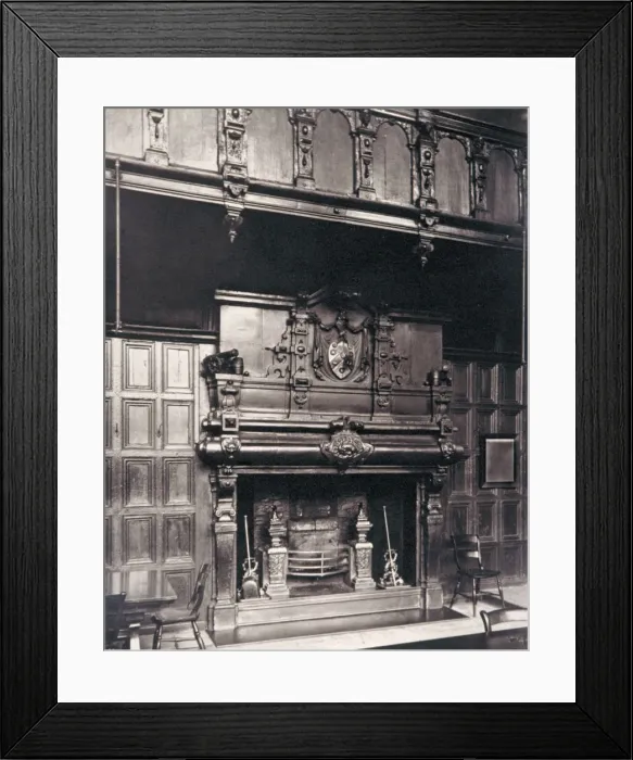 Framed Print : Gallery over the chimney piece in the Great Hall of Charterhouse, Finsbury, London, 1880 Framed Print : Gallery over the chimney piece in the Great Hall of Charterhouse, Finsbury, London, 1880