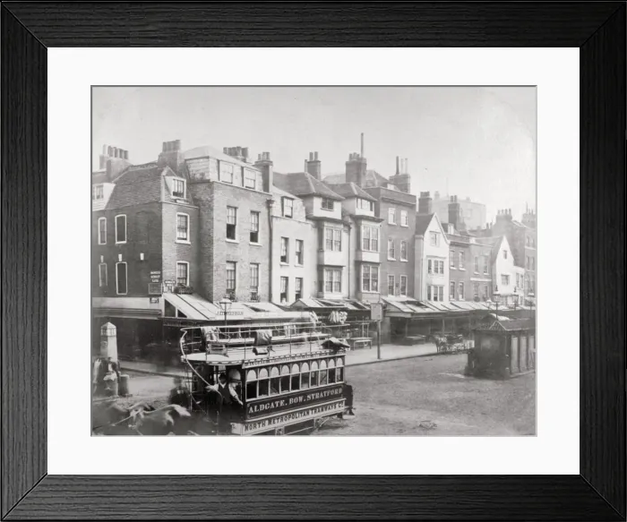 Framed Print : Buildings in Butcher Row, Aldgate High Street, City of London, c1875 Framed Print : Buildings in Butcher Row, Aldgate High Street, City of London, c1875
