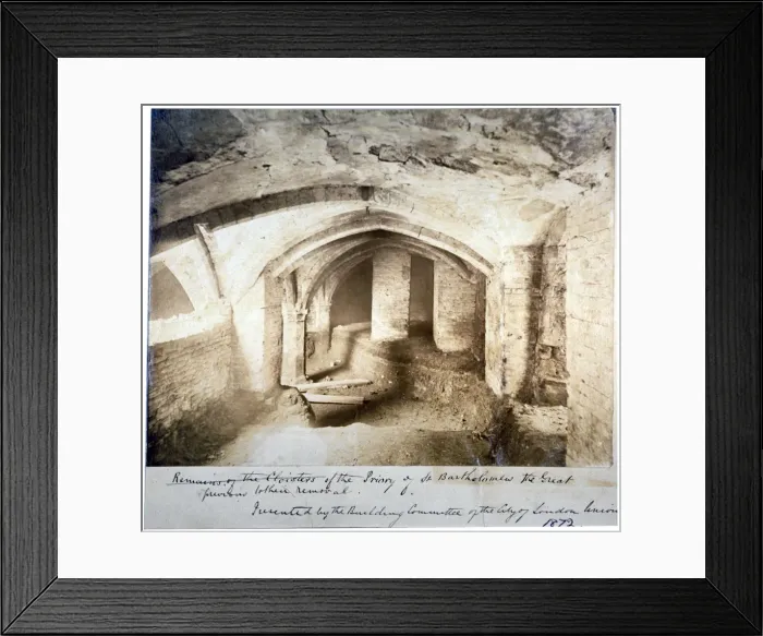 Framed Print : Remains of the cloisters of St Bartholomew-the-Great prior to their removal, City of London, 1872 Framed Print : Remains of the cloisters of St Bartholomew-the-Great prior to their removal, City of London, 1872