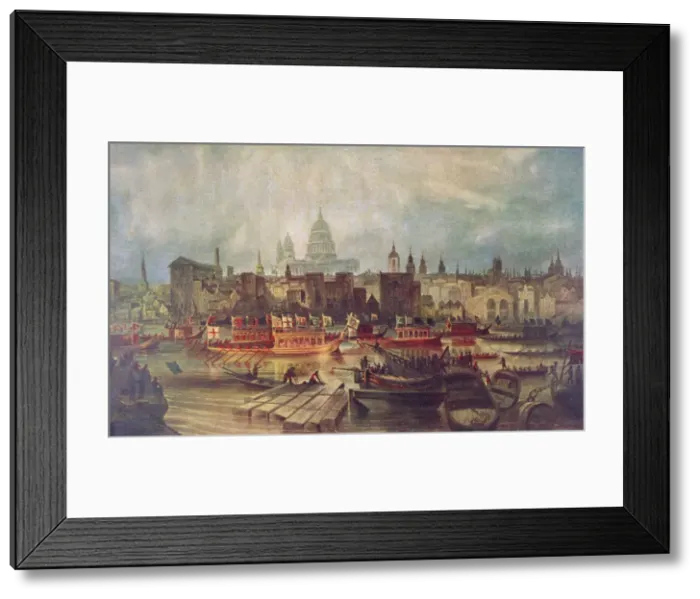 Framed Print : The Lord Mayors procession by water to Westminster, London, c1820 Framed Print : The Lord Mayors procession by water to Westminster, London, c1820