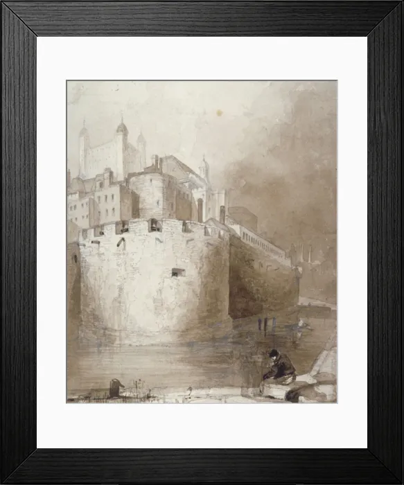 Framed Print : View of the Tower of London from the moat, c1830 Framed Print : View of the Tower of London from the moat, c1830