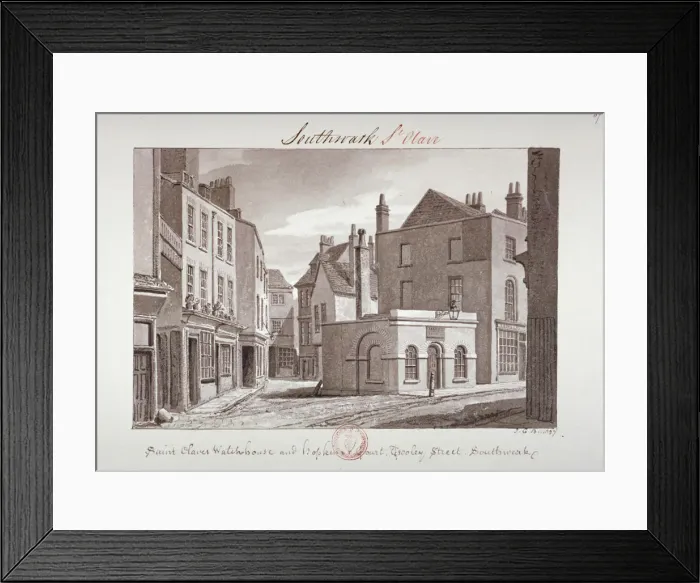 Framed Print : Saint Olaves Watchhouse and Hopkins Court near Tooley Street, Southwark, London, 1827 Framed Print : Saint Olaves Watchhouse and Hopkins Court near Tooley Street, Southwark, London, 1827