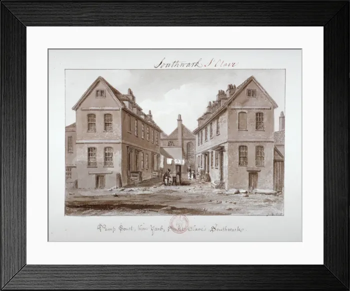 Framed Print : Pump Court, Vine Yard, Saint Olaves, Southwark, London, 1828 Framed Print : Pump Court, Vine Yard, Saint Olaves, Southwark, London, 1828
