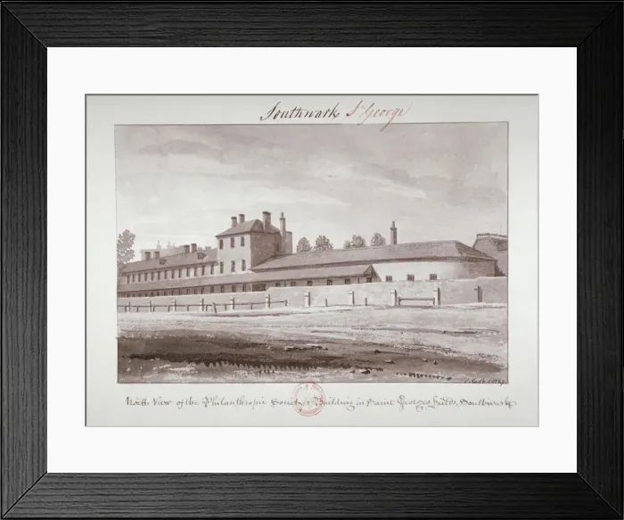 Framed Print : North view of the Philanthropic Society Institution on London Road, Southwark, London, 1827 Framed Print : North view of the Philanthropic Society Institution on London Road, Southwark, London, 1827