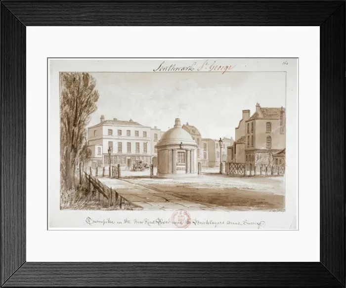Framed Print : Turnpike in the New Kent Road near the Bricklayers Arms Inn, Southwark, London, 1828 Framed Print : Turnpike in the New Kent Road near the Bricklayers Arms Inn, Southwark, London, 1828