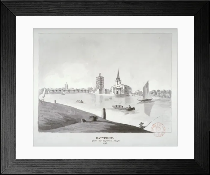 Framed Print : View of Battersea from across the River Thames, London, 1796 Framed Print : View of Battersea from across the River Thames, London, 1796