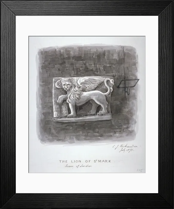 Framed Print : The Lion of St Mark, Tower of London, 1871. Artist: Charles James Richardson Framed Print : The Lion of St Mark, Tower of London, 1871. Artist: Charles James Richardson