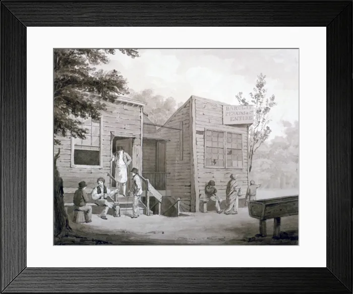 Framed Print : Unnamed tavern on Millbank, Westminster, London, 1826. Artist: JB East Framed Print : Unnamed tavern on Millbank, Westminster, London, 1826. Artist: JB East