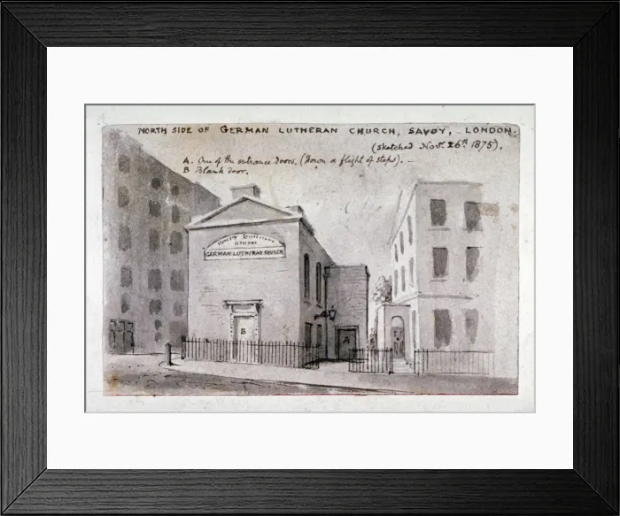 Framed Print : North side of the German Lutheran Church at Savoy Palace, Westminster, London, 1875 Framed Print : North side of the German Lutheran Church at Savoy Palace, Westminster, London, 1875