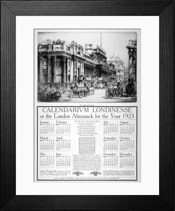Framed Print : Bank of England, City of London, 1922. Artist