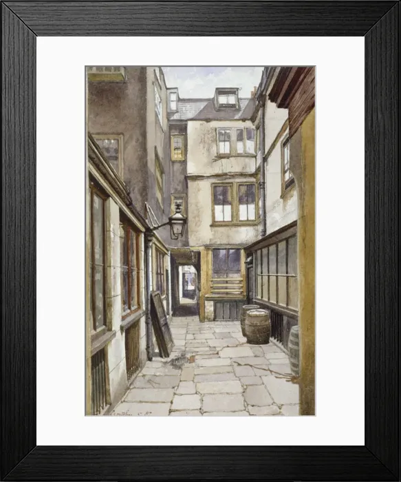 Framed Print : View of the court leading to the Adelphi Club, Westminster, London, 1887. Artist Framed Print : View of the court leading to the Adelphi Club, Westminster, London, 1887. Artist