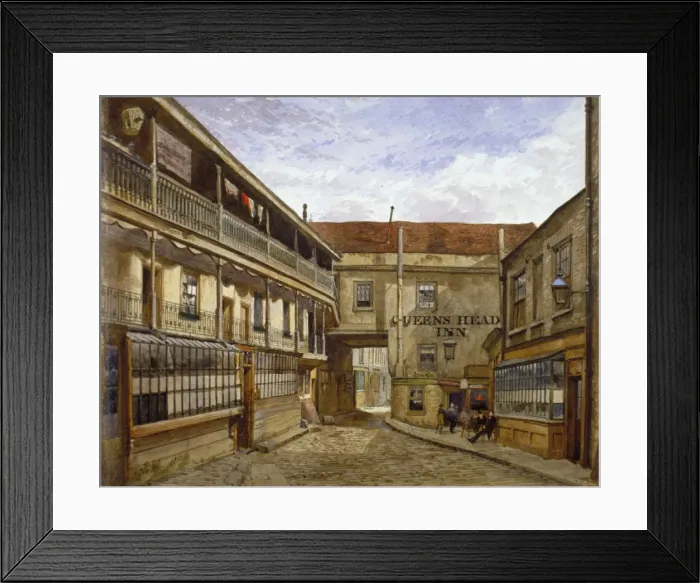 Framed Print : The Queens Head Inn, Borough High Street, Southwark, London, 1880 Framed Print : The Queens Head Inn, Borough High Street, Southwark, London, 1880