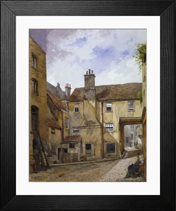 Framed Print : Queens Head Yard, Borough High Street, Southwark, London, 1880. Artist: John Crowther Framed Print : Queens Head Yard, Borough High Street, Southwark, London, 1880. Artist: John Crowther