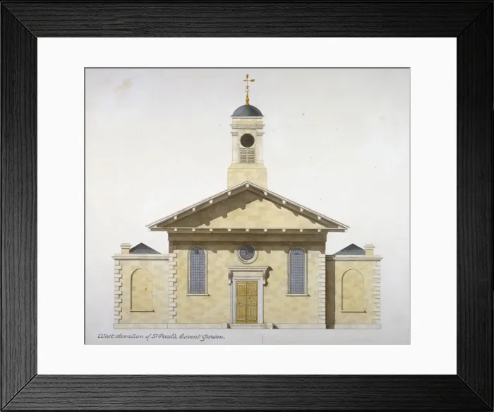 Framed Print : West elevation of the Church of St Paul, Covent Garden, London, c1830 Framed Print : West elevation of the Church of St Paul, Covent Garden, London, c1830