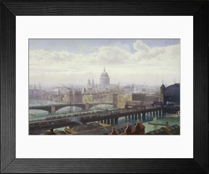 Framed Print : Cannon Street Railway Bridge and Southwark Bridge, London, 1892. Artist: John Crowther Framed Print : Cannon Street Railway Bridge and Southwark Bridge, London, 1892. Artist: John Crowther