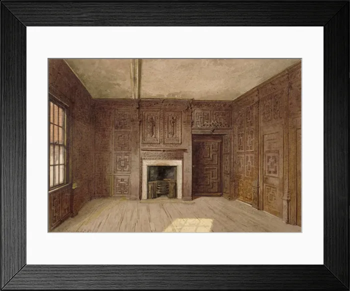 Framed Print : Interior view of the Compton Oak Room, Canonbury House, Islington, London, 1887. Artist Framed Print : Interior view of the Compton Oak Room, Canonbury House, Islington, London, 1887. Artist