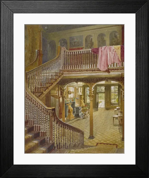 Framed Print : Staircase at Wandsworth Manor House, St Johns Hill, Wandsworth, London, 1887. Artist Framed Print : Staircase at Wandsworth Manor House, St Johns Hill, Wandsworth, London, 1887. Artist