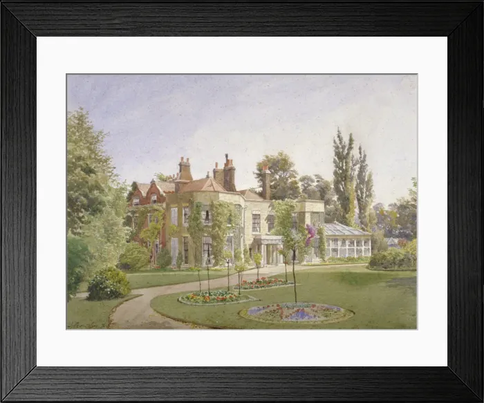 Framed Print : The front entrance and garden at Raleigh House, Brixton Hill, Lambeth, London, 1887 Framed Print : The front entrance and garden at Raleigh House, Brixton Hill, Lambeth, London, 1887