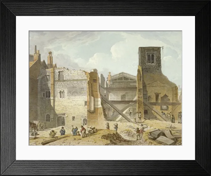 Framed Print : View of the demolition of the Savoy Palace, Westminster, London, 1820 Framed Print : View of the demolition of the Savoy Palace, Westminster, London, 1820