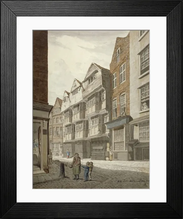 Framed Print : South-west view of an old timber-framed house in Ship Yard, Westminster, London, 1815 Framed Print : South-west view of an old timber-framed house in Ship Yard, Westminster, London, 1815