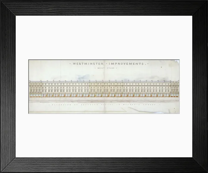 Framed Print : Elevation of proposed houses in Victoria Street, Westminster, London, c1845. Artist Framed Print : Elevation of proposed houses in Victoria Street, Westminster, London, c1845. Artist