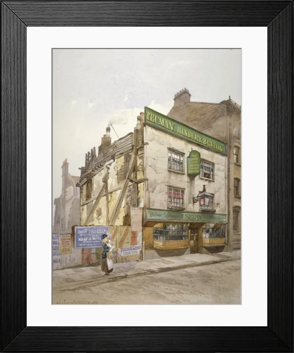 Framed Print : The Sieve public house, Church Street, Minories, London, 1886. Artist: John Crowther Framed Print : The Sieve public house, Church Street, Minories, London, 1886. Artist: John Crowther