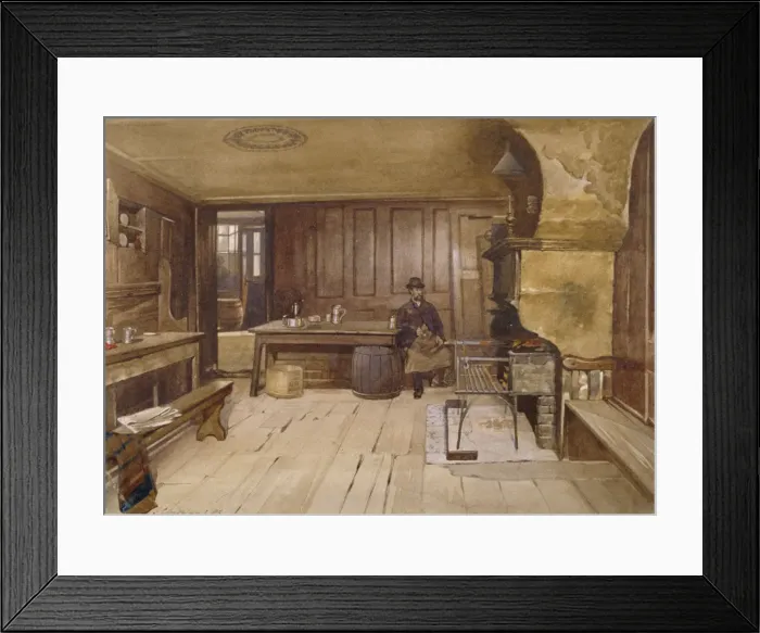 Framed Print : Interior of the tap room in the Sieve public house, Church Street, Minories, London, 1885 Framed Print : Interior of the tap room in the Sieve public house, Church Street, Minories, London, 1885