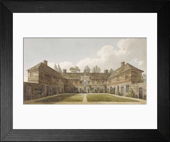 Framed Print : Winchester Almshouses, Richmond Hill, Surrey, c1820 Framed Print : Winchester Almshouses, Richmond Hill, Surrey, c1820