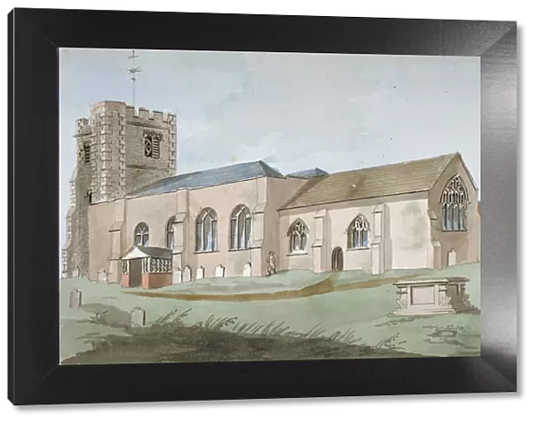 South-east view of All Saints Church, Edmonton, Enfield, London, 1800