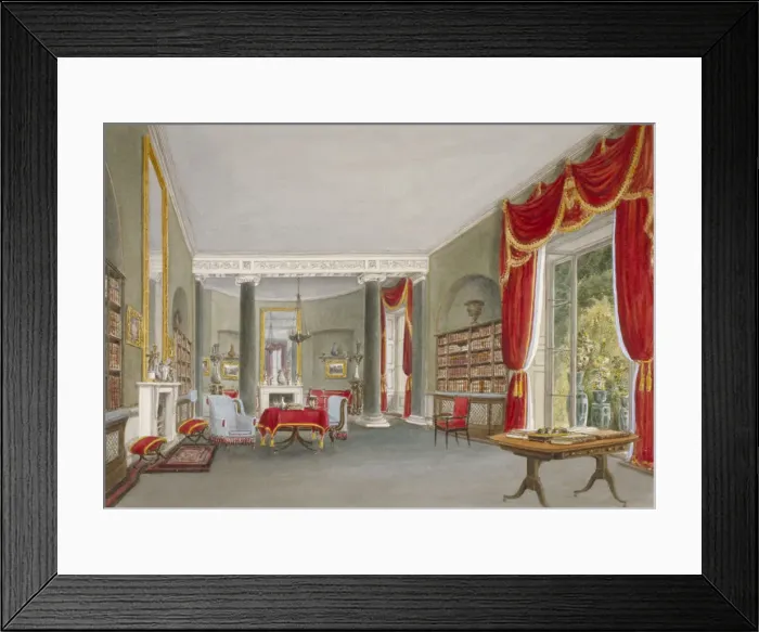 Framed Print : Interior view of the library drawing room in Bromley Hill, Bromley, Kent, 1816. Artist Framed Print : Interior view of the library drawing room in Bromley Hill, Bromley, Kent, 1816. Artist