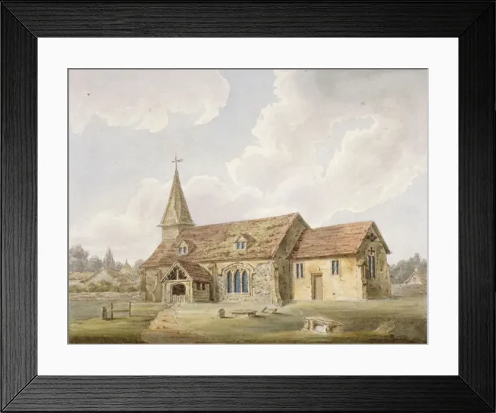 Framed Print : South-west view of Holy Cross Church, Greenford, Middlesex, c1825 Framed Print : South-west view of Holy Cross Church, Greenford, Middlesex, c1825