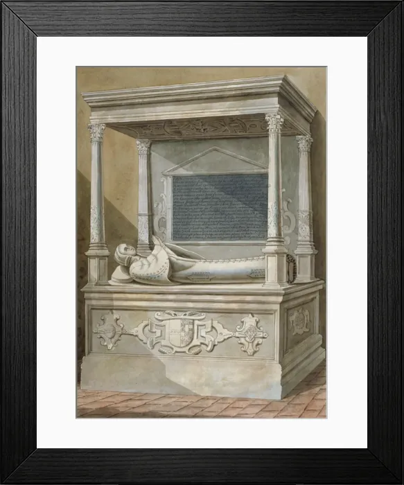 Framed Print : Monument to Sibel Penn on the north side of the chancel at St Mary, Hampton, Middlesex, c1810 Framed Print : Monument to Sibel Penn on the north side of the chancel at St Mary, Hampton, Middlesex, c1810
