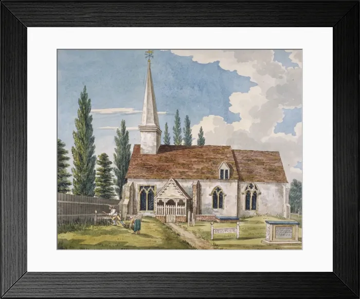 Framed Print : South view of the church of St Giles, Ickenham, Middlesex. c1800 Framed Print : South view of the church of St Giles, Ickenham, Middlesex. c1800